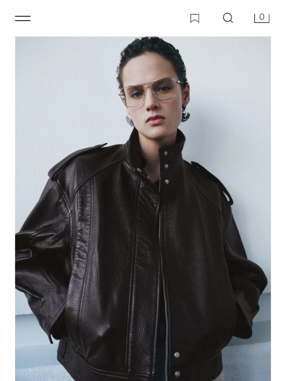 Zara Men Burgundy Leather Bomber Jacket - Picture 2 of 9